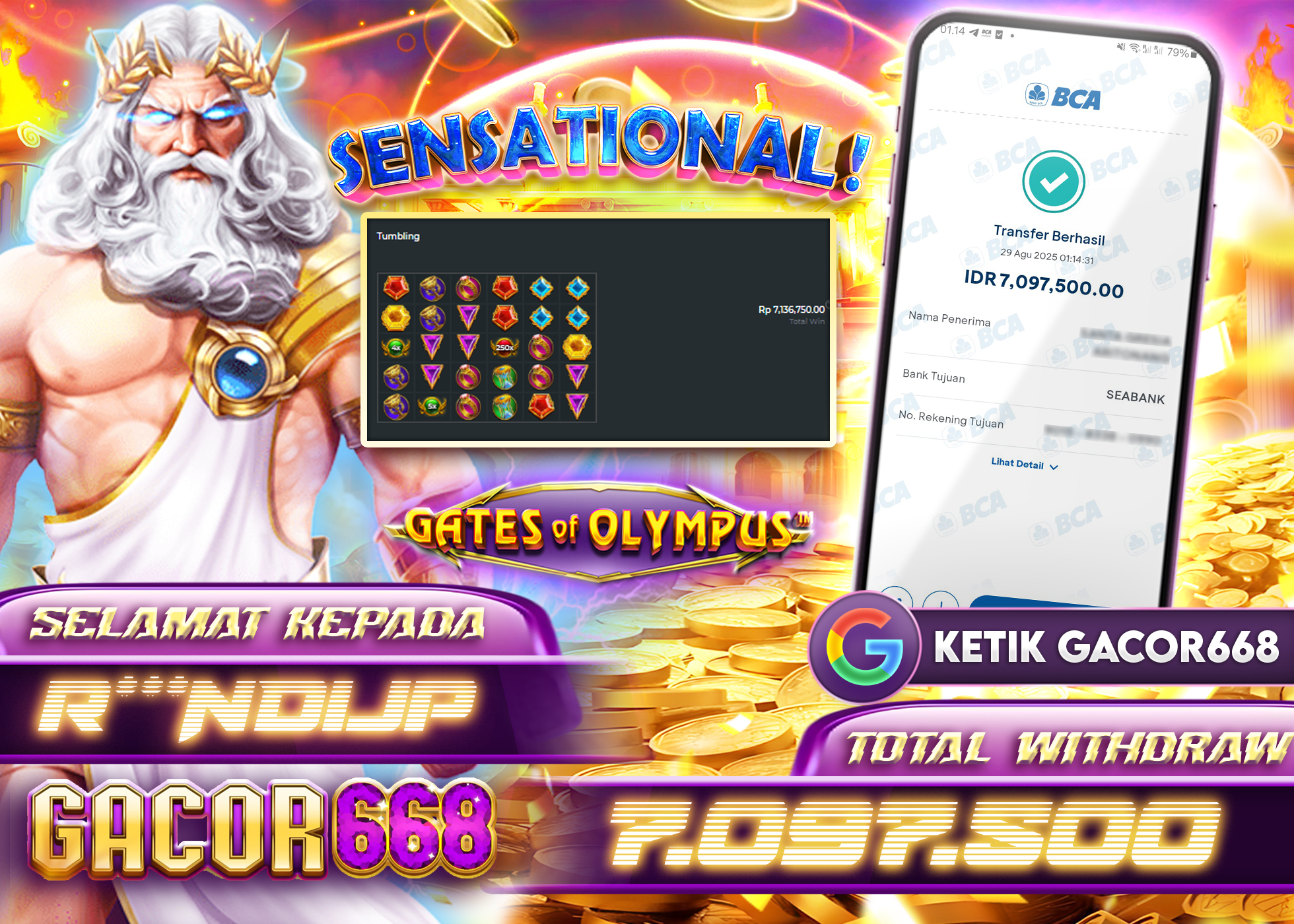 R***NDIJP JACKPOT GATE OF OLYMPUS  Rp 7.097.500 - LUNAS